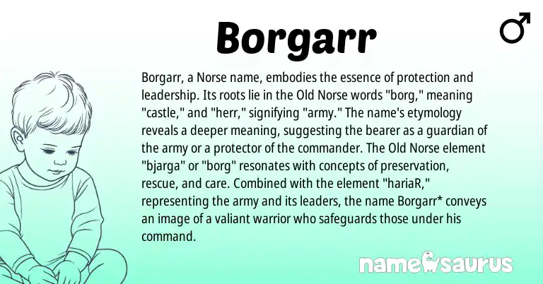Infographic about Borgarr name meaning, Borgarr is a name from Old Norse, Norse origin(s).