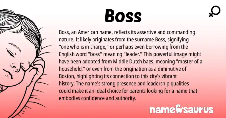 Infographic about Boss name meaning, Boss is a name from American origin(s).