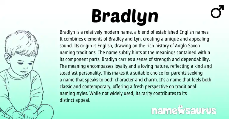 Infographic about Bradlyn name meaning, Bradlyn is a name from English origin(s).