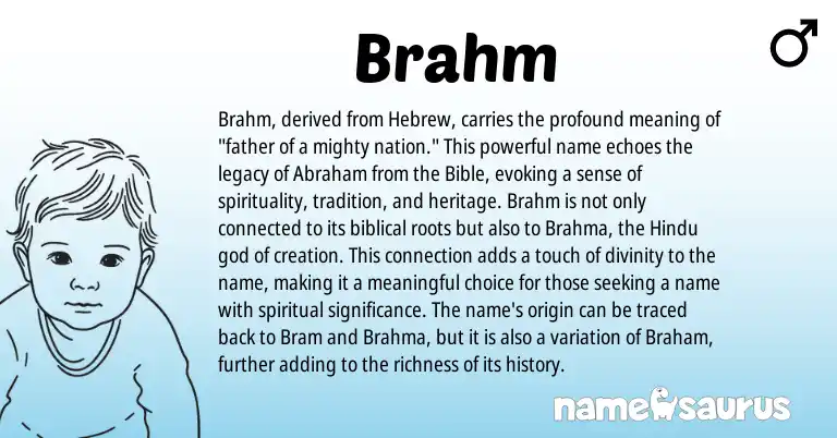Infographic about Brahm name meaning, Brahm is a name from Hindu, Hebrew origin(s).