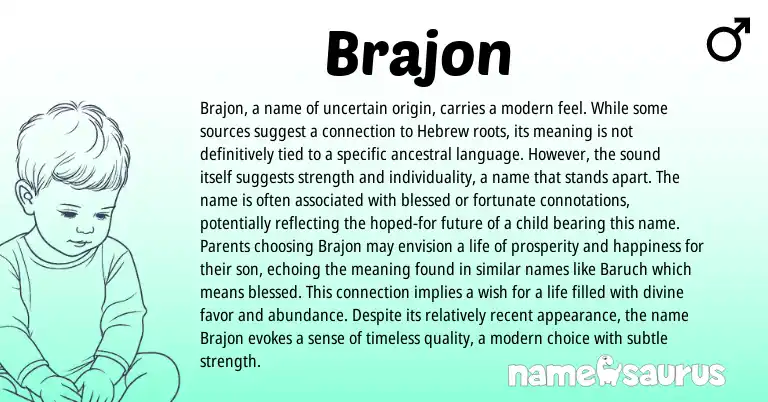 Infographic about Brajon name meaning, Brajon is a name from Jewish, Hebrew origin(s).