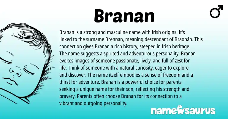 Infographic about Branan name meaning, Branan is a name from Irish origin(s).