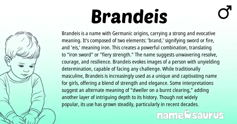 Infographic about Brandeis name meaning, Brandeis is a name from German, Germanic origin(s).