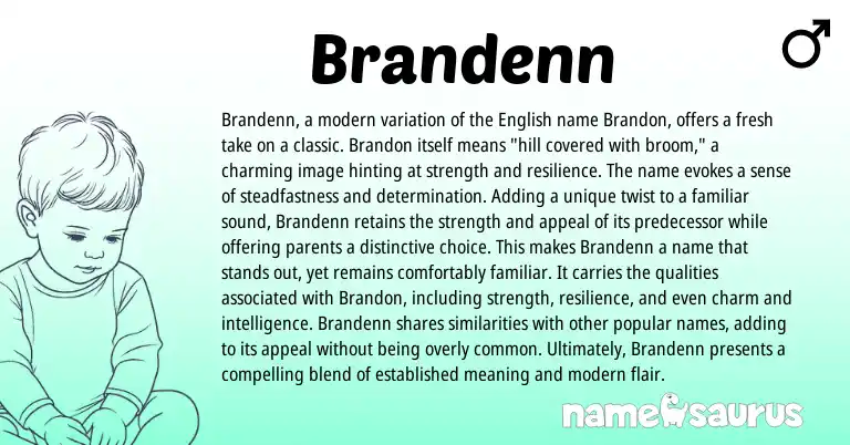 Infographic about Brandenn name meaning, Brandenn is a name from English origin(s).
