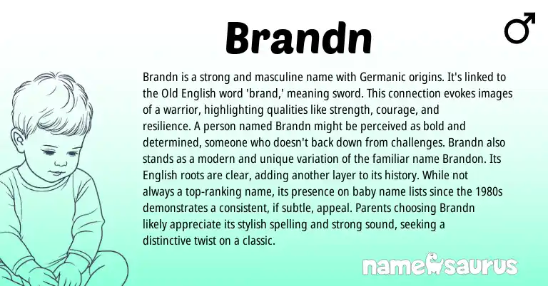 Infographic about Brandn name meaning, Brandn is a name from Germanic, English origin(s).