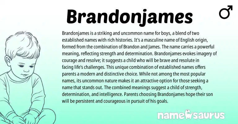 Infographic about Brandonjames name meaning, Brandonjames is a name from American origin(s).