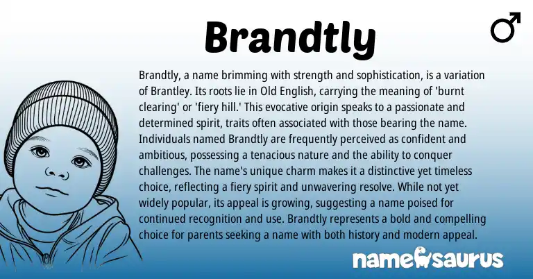 Infographic about Brandtly name meaning, Brandtly is a name from English origin(s).