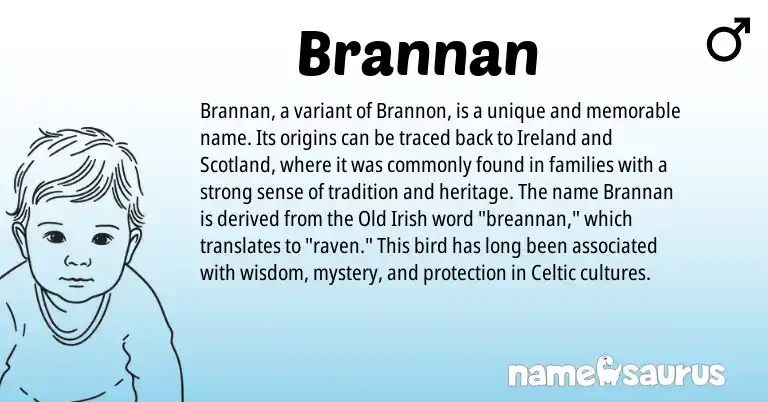 Infographic about Brannan name meaning, Brannan is a name from Ireland, Celtic, Old Irish origin(s).