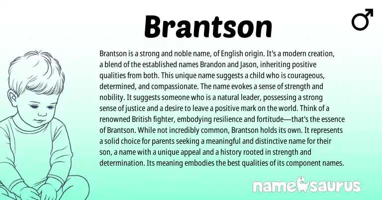 Infographic about Brantson name meaning, Brantson is a name from English origin(s).