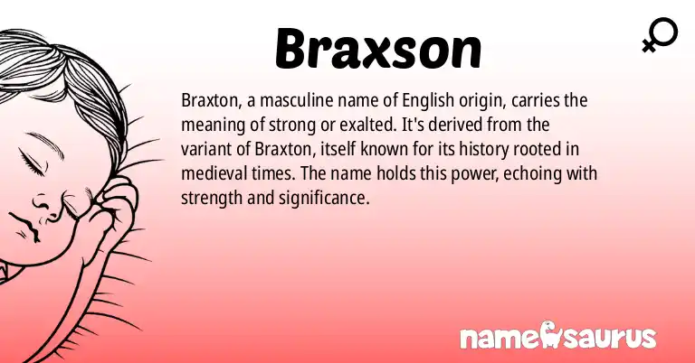 Infographic about Braxson name meaning, Braxson is a name from English origin(s).