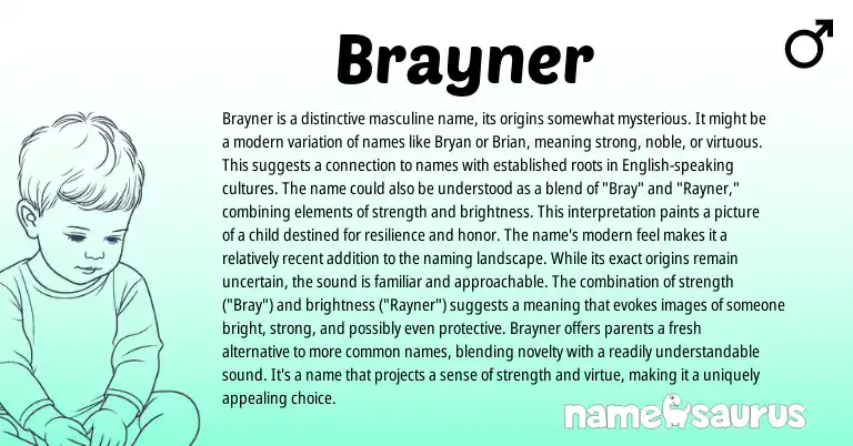 Infographic about Brayner name meaning, Brayner is a name from English origin(s).