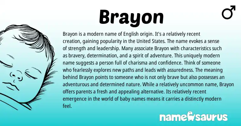 Infographic about Brayon name meaning, Brayon is a name from English origin(s).