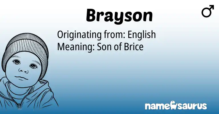 Infographic about Brayson name meaning, Brayson is a name from English origin(s).