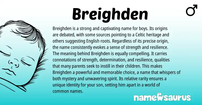 Infographic about Breighden name meaning, Breighden is a name from Celtic origin(s).