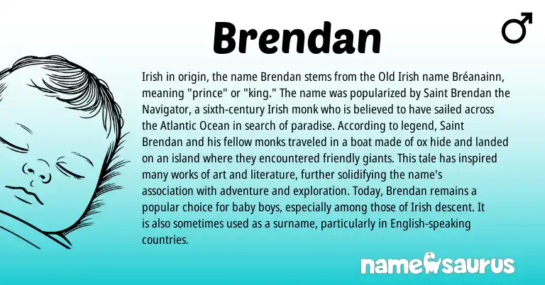 Infographic about Brendan name meaning, Brendan is a name from Irish, English, Old Irish origin(s).