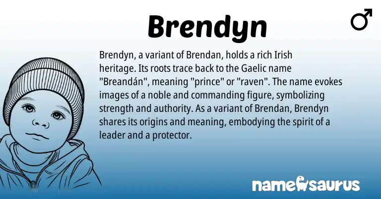 Infographic about Brendyn name meaning, Brendyn is a name from Irish, Gaelic origin(s).