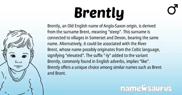 Infographic about Brently name meaning, Brently is a name from Old English, English, Celtic, Anglo-Saxon origin(s).