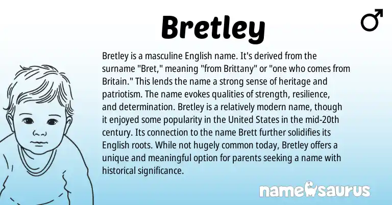Infographic about Bretley name meaning, Bretley is a name from English origin(s).