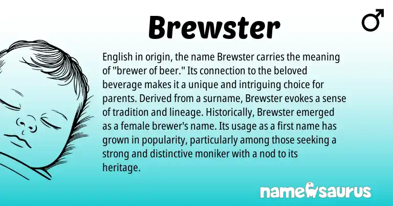 Infographic about Brewster name meaning, Brewster is a name from English origin(s).