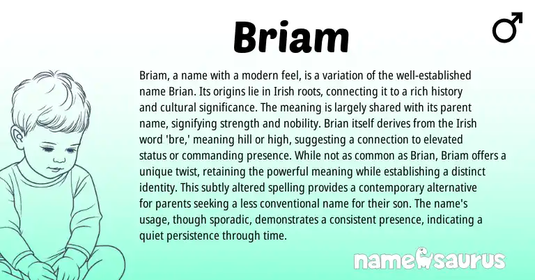 Infographic about Briam name meaning, Briam is a name from Irish origin(s).