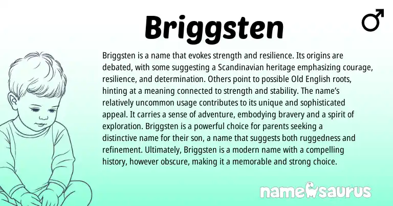 Infographic about Briggsten name meaning, Briggsten is a name from Scandinavian origin(s).