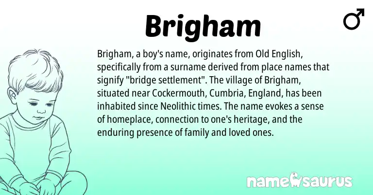Infographic about Brigham name meaning, Brigham is a name from Old English, England origin(s).