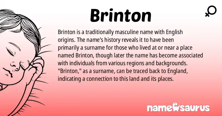 Infographic about Brinton name meaning, Brinton is a name from English origin(s).