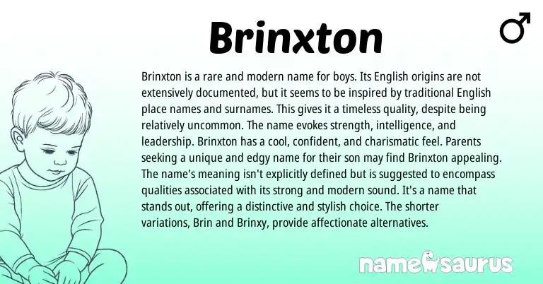 Infographic about Brinxton name meaning, Brinxton is a name from English origin(s).