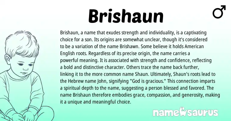 Infographic about Brishaun name meaning, Brishaun is a name from Hebrew, Irish origin(s).