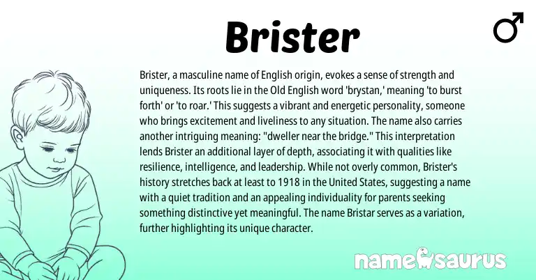 Infographic about Brister name meaning, Brister is a name from English origin(s).