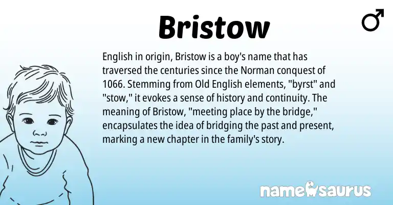 Infographic about Bristow name meaning, Bristow is a name from Old English, English, Norman origin(s).