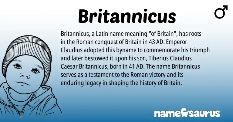 Infographic about Britannicus name meaning, Britannicus is a name from Roman, Latin origin(s).