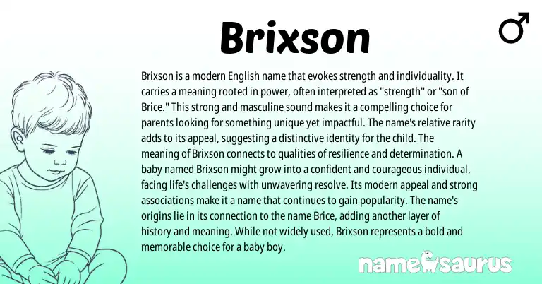 Infographic about Brixson name meaning, Brixson is a name from English origin(s).