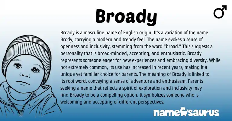 Infographic about Broady name meaning, Broady is a name from English origin(s).