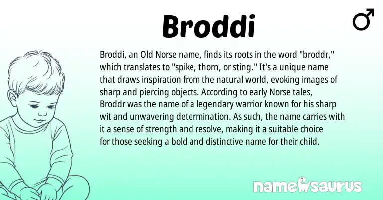 Infographic about Broddi name meaning, Broddi is a name from Old Norse, Norse origin(s).