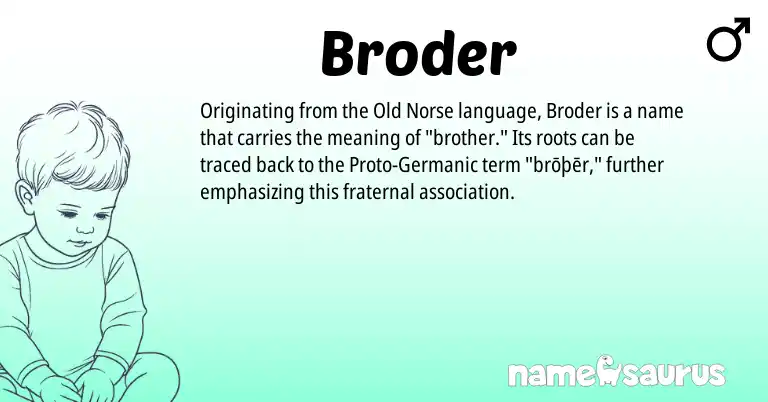 Infographic about Broder name meaning, Broder is a name from Old Norse, Germanic origin(s).