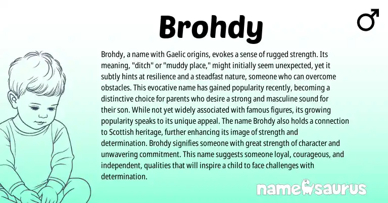 Infographic about Brohdy name meaning, Brohdy is a name from Scottish origin(s).