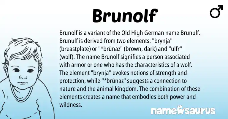 Infographic about Brunolf name meaning, Brunolf is a name from Old High German origin(s).