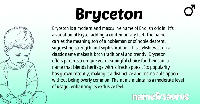 Infographic about Bryceton name meaning, Bryceton is a name from English origin(s).