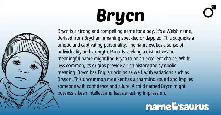 Infographic about Brycn name meaning, Brycn is a name from Welsh origin(s).