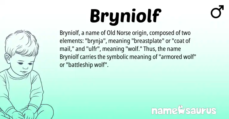 Infographic about Bryniolf name meaning, Bryniolf is a name from Old Norse origin(s).