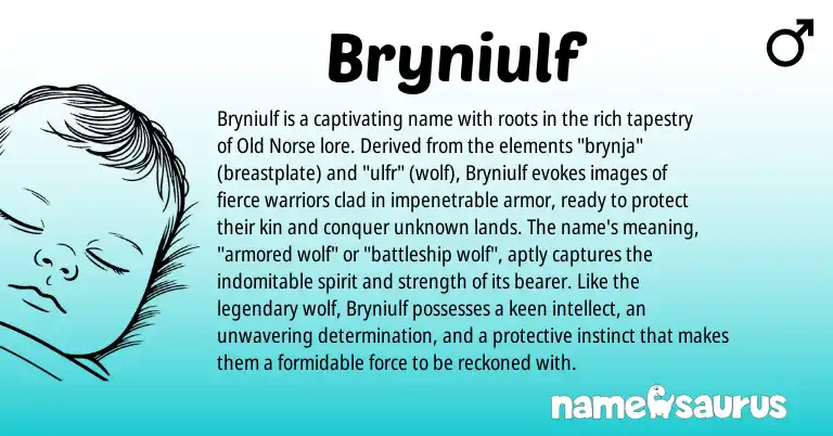 Infographic about Bryniulf name meaning, Bryniulf is a name from Old Norse origin(s).