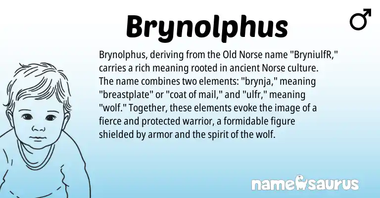 Infographic about Brynolphus name meaning, Brynolphus is a name from Old Norse, Norse origin(s).