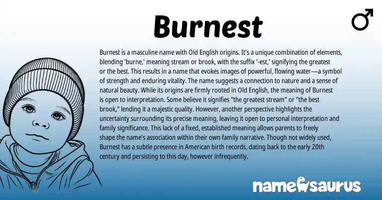 Infographic about Burnest name meaning, Burnest is a name from English origin(s).