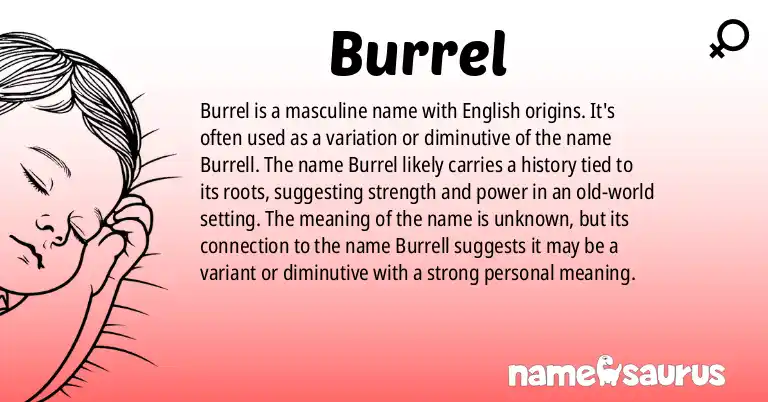 Infographic about Burrel name meaning, Burrel is a name from English origin(s).