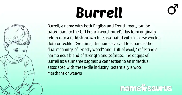Infographic about Burrell name meaning, Burrell is a name from English, French, Old French origin(s).