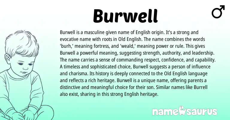Infographic about Burwell name meaning, Burwell is a name from English origin(s).