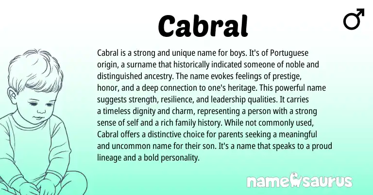 Infographic about Cabral name meaning, Cabral is a name from Portuguese, Spanish origin(s).