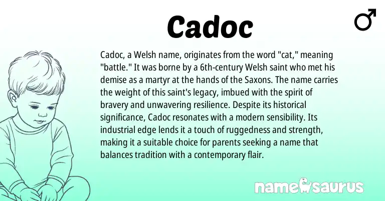 Infographic about Cadoc name meaning, Cadoc is a name from Welsh origin(s).