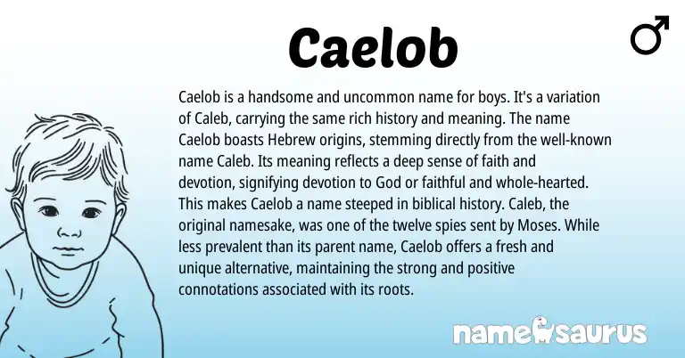 Infographic about Caelob name meaning, Caelob is a name from Hebrew origin(s).